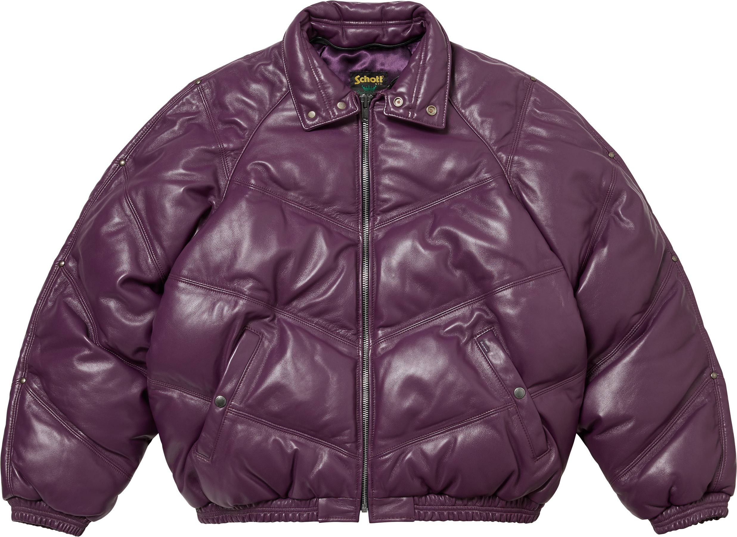 Supreme®/Schott® Chevron Leather Down Puffer Jacket view 19